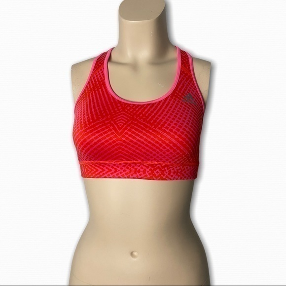 Adidas Techfit Red & Pink Patterned Sports Bra Medium Compression Size Small - Picture 1 of 6